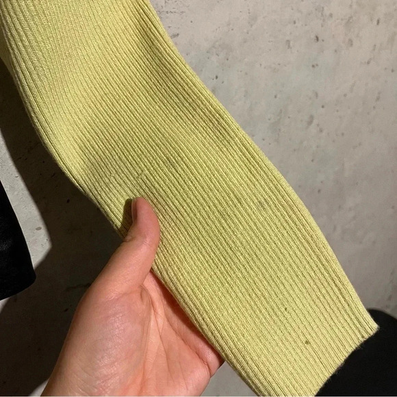 One Girl Who Like Green And Black Leather Ribbed Stretch Jacket Women’s Small S - Picture 3 of 9